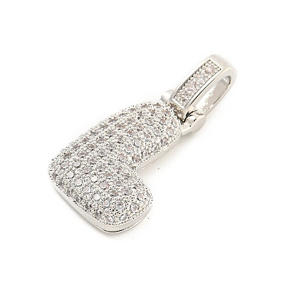 Brass Micro Pave Clear Cubic Zirconia Pendants KK-B099-01P-L-1