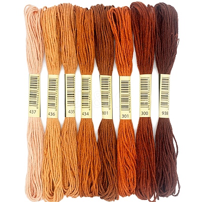 8 Skeins 8 Colors 6-Ply Polyester Embroidery Floss PW-WG88461-07-1