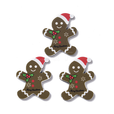 Christmas Style Printed Acrylic Cabochons MACR-O045-01G-1