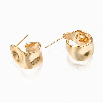 Brass Half Hoop Earrings X-KK-S356-149G-NF-1