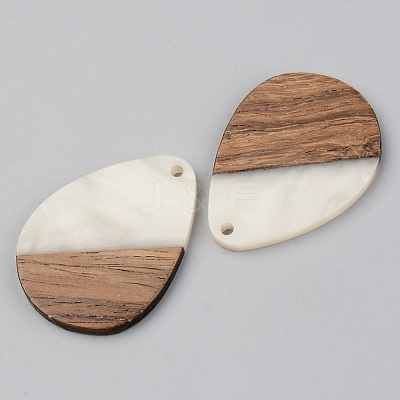 Opaque Resin & Walnut Wood Pendants RESI-S389-010A-C04-1