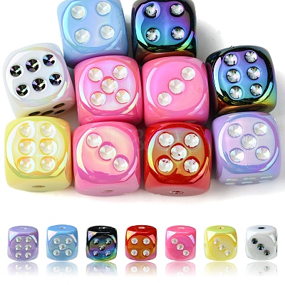 10Pcs UV Plating Rainbow Iridescent Acrylic Enamel Beads SACR-FS0001-32-1