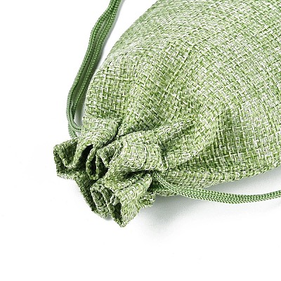 Polyester Imitation Burlap Packing Pouches Drawstring Bags X-ABAG-R005-14x10-02-1