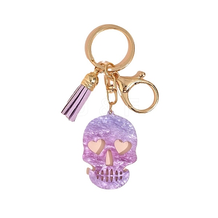 Acrylic Skull Tassel Keychain PW-WG678F1-01-1