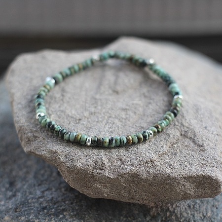 Natural African Turquoise(Jasper) Rondelle Beaded Stretch Bracelets UT5328-1-1