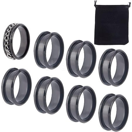 Unicraftale 10Pcs Stainless Steel Grooved Finger Ring Settings STAS-UN0039-22A-1