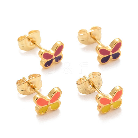 304 Stainless Steel Enamel Stud Earrings EJEW-B009-20G-1