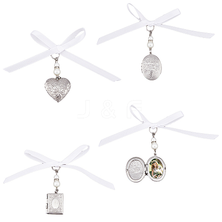 3Pcs 3 Style 316 Stainless Steel Locket Pendant Decorations HJEW-AB00211-1