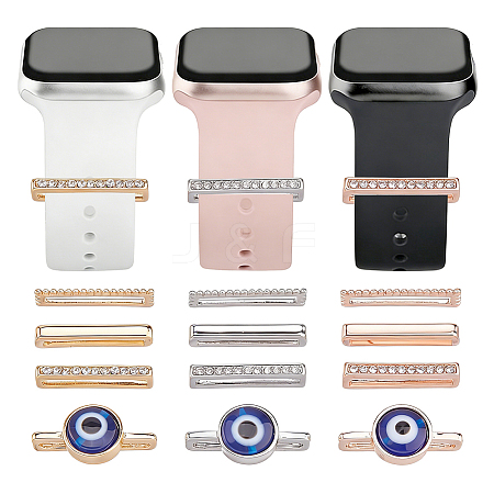 12Pcs 3 Colors Alloy Watch Band Charms for Watch Loops Accesssories FIND-FH0017-64-1