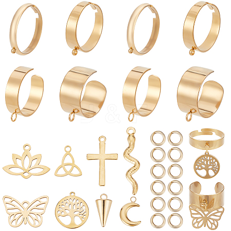 DIY Stainless Steel Charms Cuff Ring Making Kit DIY-SC0026-07G-1