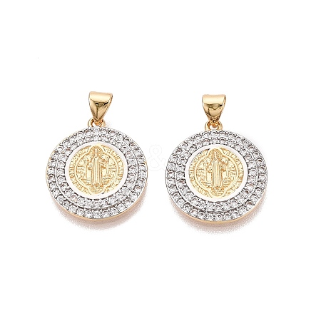 Religion Brass Micro Pave Clear Cubic Zirconia Pendants KK-N287-44GP-02-1