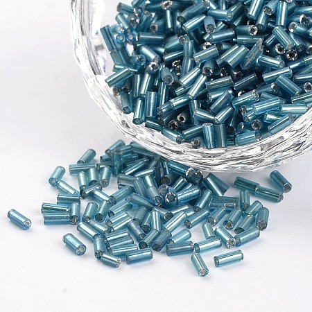 Silver Lined Round Hole Glass Bugle Beads SEED-I001-23B-1