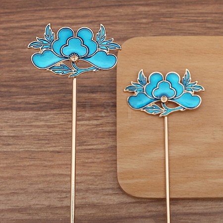 Flower Alloy Enamel Hair Stick Finding PW-WG0A83D-05-1