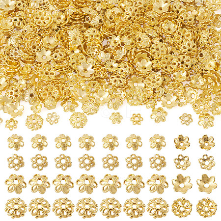 400Pcs 4 Styles Alloy Bead Caps FIND-TA0009-94G-1