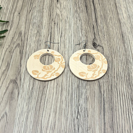 Wood & Alloy Dangle Earrings WGE92E0-02-1