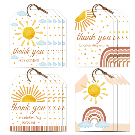 120Pcs 4 Styles Sunflower Paper Thank You Gift Tags CDIS-WH0038-04-1