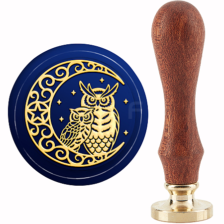 Brass Wax Seal Stamp with Handle AJEW-WH0184-0559-1