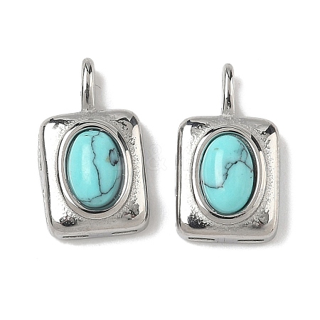 Dyed Synthetic Turquoise Rectangle with Oval Charms STAS-L022-516P-01-1