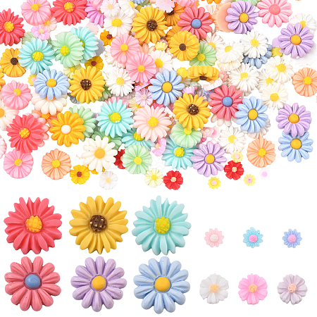 200Pcs 7 Styles Opaque Resin Cabochons RESI-SP0001-31-1