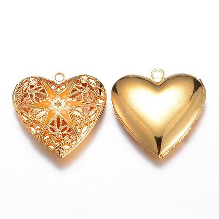 Brass Enamel Locket Pendants KK-P049-03GE-1