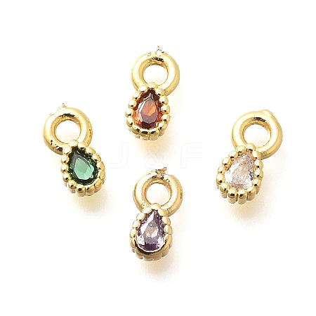 Brass Micro Pave Cubic Zirconia Charms KK-G519-01A-G-1