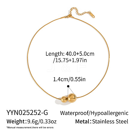 Minimalist 304 Stainless Steel Snake Chain Double Round Ball Pendant Necklaces for Women MF4676-1-1