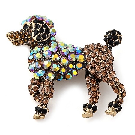 Animal Zinc Alloy Rhinestone Brooches JEWB-R052-01AG-01-1