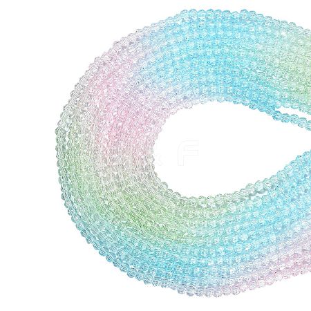 10 Strands Transparent Gradient Color Glass Beads Strands GLAA-CJ0002-09B-1