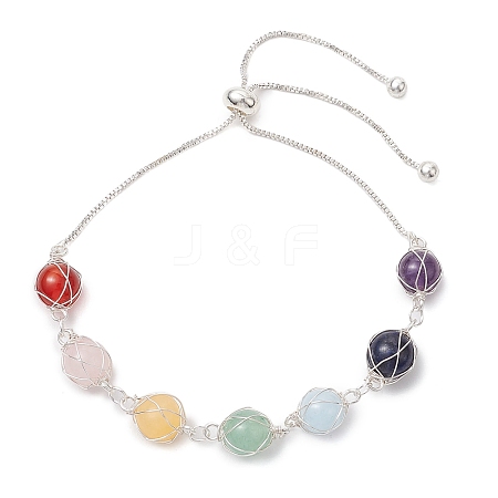 Natural Gemstone Slider Bracelets for Women BJEW-JB11131-02-1