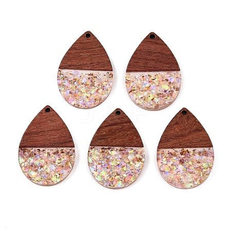 Epoxy Resin & Walnut Wood Pendants RESI-T057-11B-1