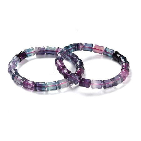 Natural Fluorite Beaded Stretch Bracelets for Women BJEW-C081-06-1