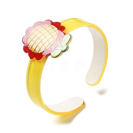 Flower Resin Cuff Bangle for Children LS-BJEW-Q774-01E-1