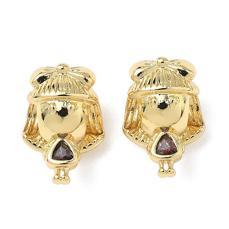 Girl Brass Cubic Zirconia European Beads KK-Q068-21A-G-1