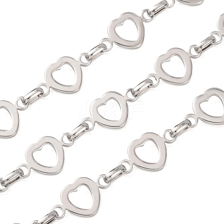 304 Stainless Steel Heart Link Chains SA-CBAE0F2-01P-1