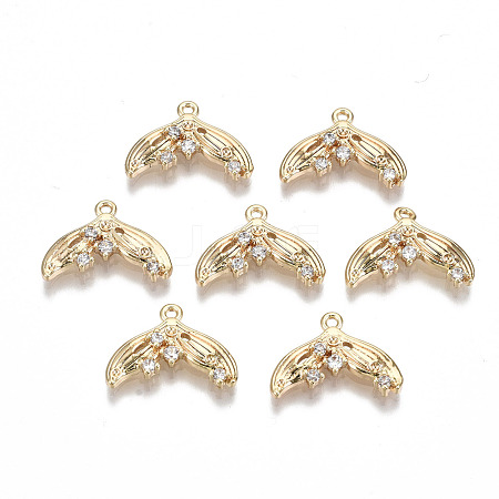 Brass Micro Pave Clear Cubic Zirconia Charms KK-S354-251-NF-1