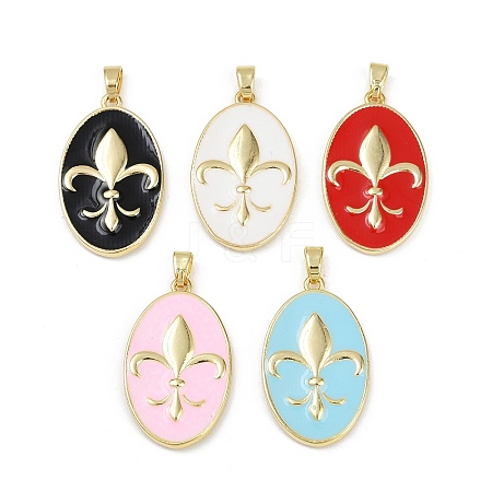 Brass Enamel Pendants KK-R226-09G-1