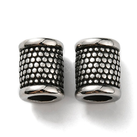 Retro 304 Stainless Steel Large Hole Barrel Beads STAS-E073-05-1