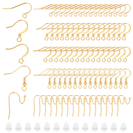 Beebeecraft 100Pcs 5 Style Brass Earring Hooks KK-BBC0012-33-1