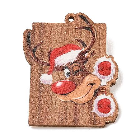 Christmas Theme Wood Printed Brooches for Women LS-JEWB-Z029-01D-1