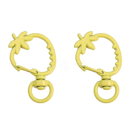 Spray Painted Strawberry Spring Ring Clasps PW-WGB8233-04-1