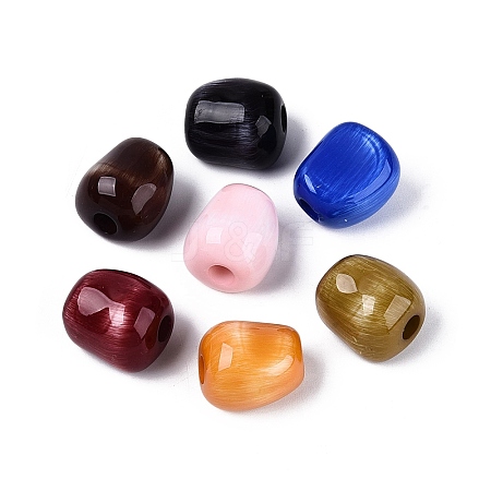 Opaque Acrylic Imitation Cat Eye European Beads OACR-N161-05-1