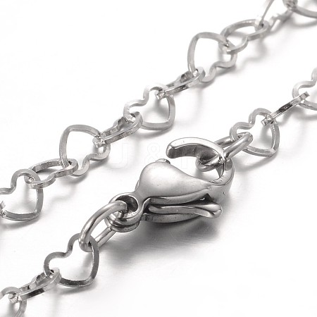 Tarnish Resistant Heart 304 Stainless Steel Link Bracelets X-BJEW-JB01929-1