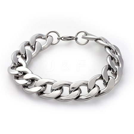 Men's 304 Stainless Steel Curb Chain Bracelets BJEW-G618-01P-1