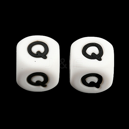 20Pcs White Cube Letter Silicone Beads 12x12x12mm Square Dice Alphabet Beads with 2mm Hole Spacer Loose Letter Beads for Bracelet Necklace Jewelry Making JX432Q-1