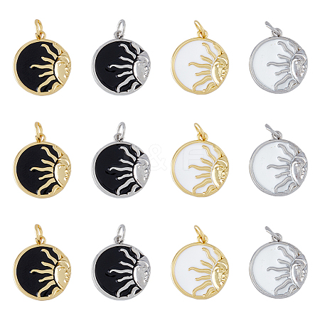 DICOSMETIC 8Pcs 4 Style Rack Plating Brass Enamel Pendants ZIRC-DC0001-13-1