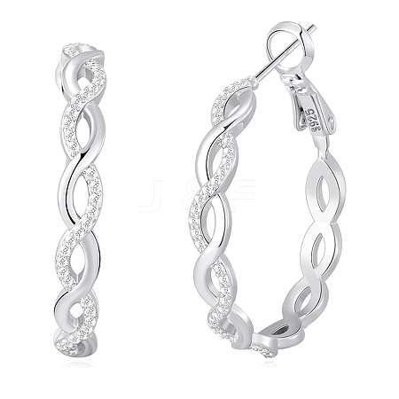 Fashionable S925 Silver Twisted Zirconia Earrings High-end Design Ear Hoops LF6799-4-1