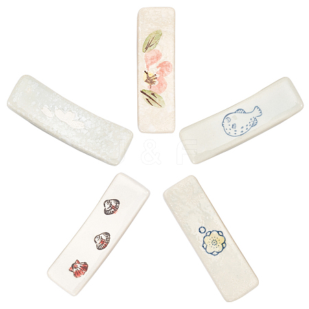 5Pcs 5 Styles Ceramic Chopsticks Stand DJEW-CP0001-38B-1
