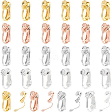 Unicraftale 32Pcs 4 Colors 304 Surgical Stainless Steel Clip-on Earring Findings FIND-UN0001-33-1