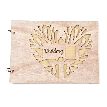 Wooden Wedding Guestbooks Notepad AJEW-M206-16-1