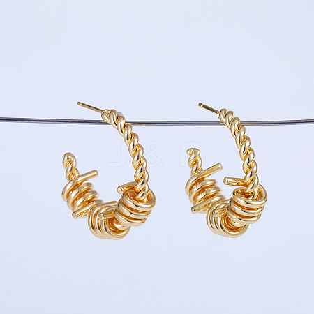 Twisted Coil Brass Wire Wrapped Stud Earrings YX7493-1